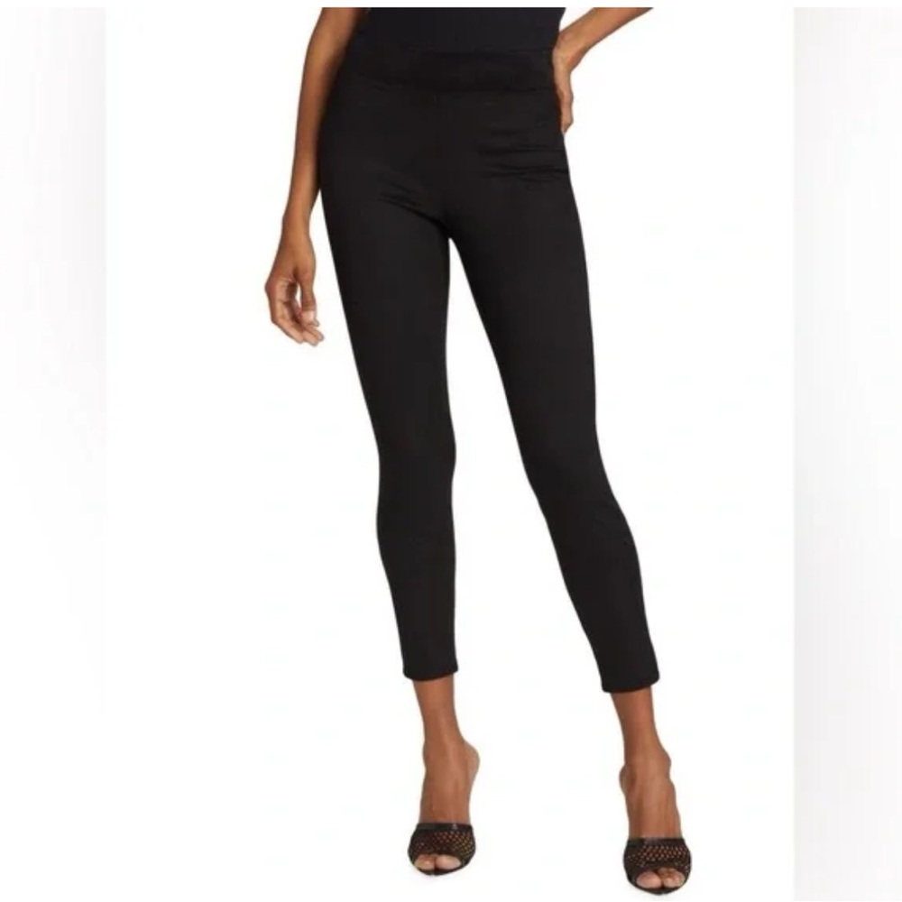 L'AGENCE Nini High Rise Crop Faux Suede Pull-on Pants - Black